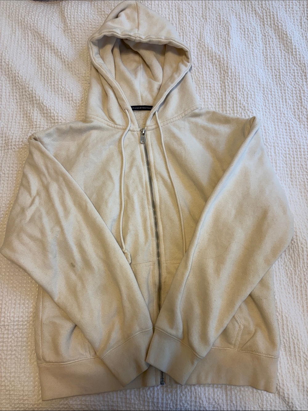 Brandy Melville Cream Zip-Up Hoodie